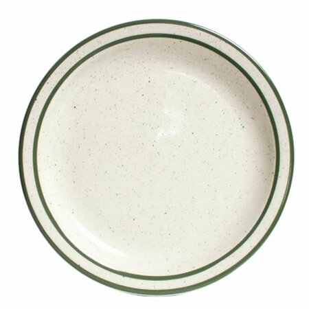 TUXTON CHINA Emerald 5.5 in. Narrow Rim with Green Speckle Oval Platter - American White - 3 Dozen TES-005